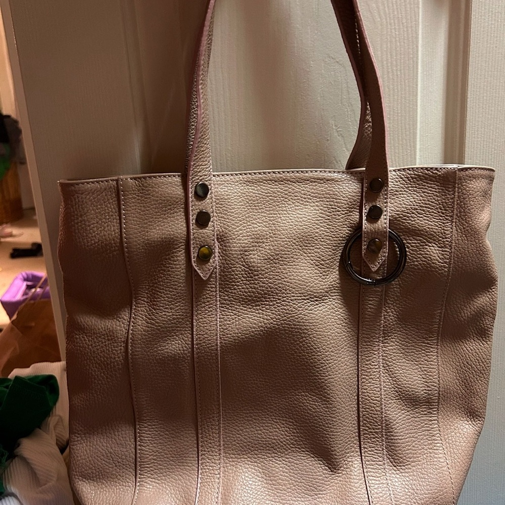 Elegant Pink Leather Tote Bag